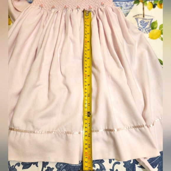 Sarah Louise Girl's British Pink Dress with Full Smocking and Hand Embroidery - Picture 10 of 10